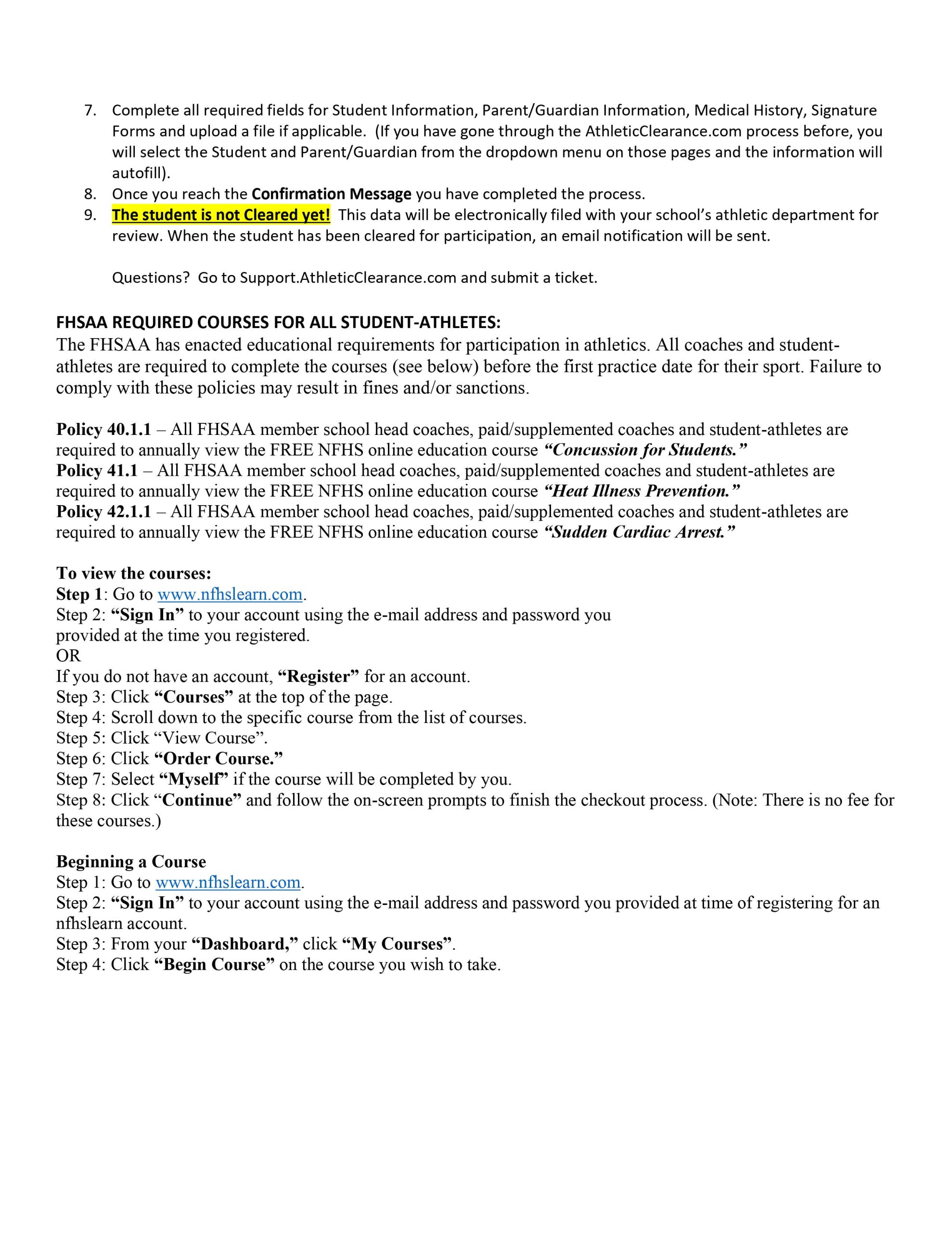 Athletic Clearance - Athletics